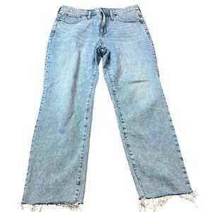 J. Crew Light Wash Straight Leg Raw Hem Jeans Size 31 Women